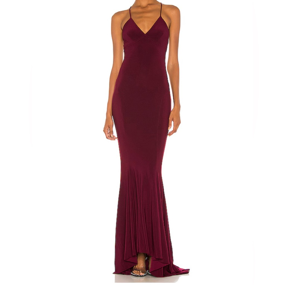 Norma Kamali Low Back Slip Mermaid Fishtail Gown